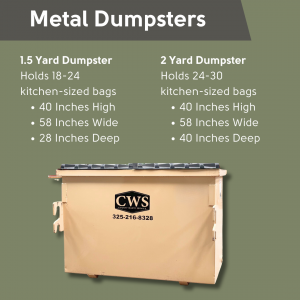 1.5 and 2 Yard Metal Dumpsters